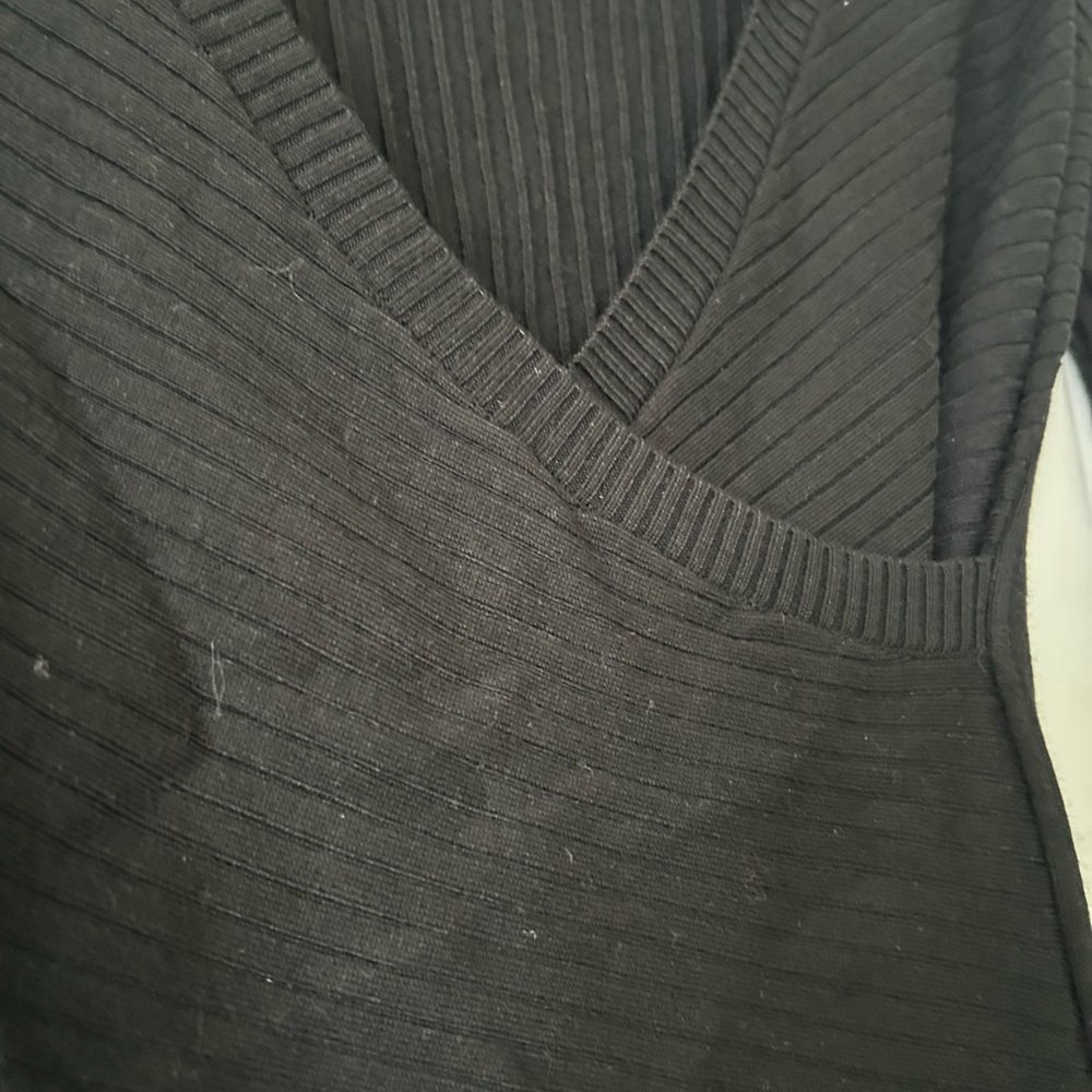 Express Black Asymmetrical Ribbed Top - Picture 6 of 6